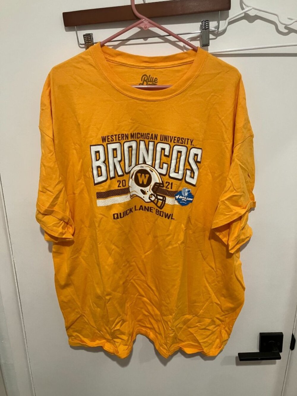 Blue 84 Western Michigan University 2021 Quick Lane Bowl T-Shirt, Yellow, XXXL